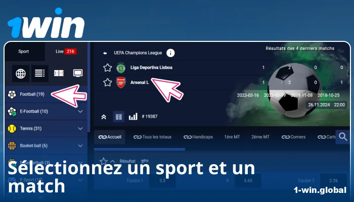 Choisissez un événement sportif sur 1Win FR