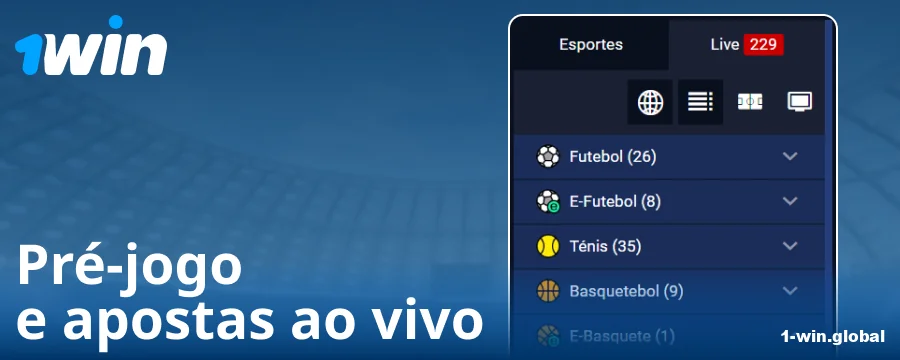 Tipos de competições no site 1Win BR