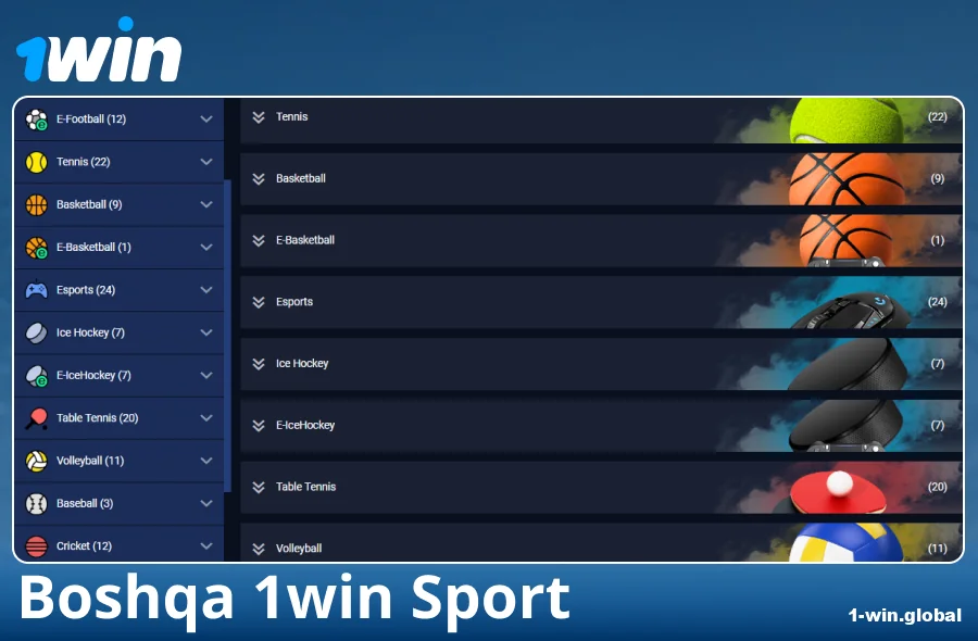 1Win O‘zbekistonda bukmekerning mavjud sport turlari