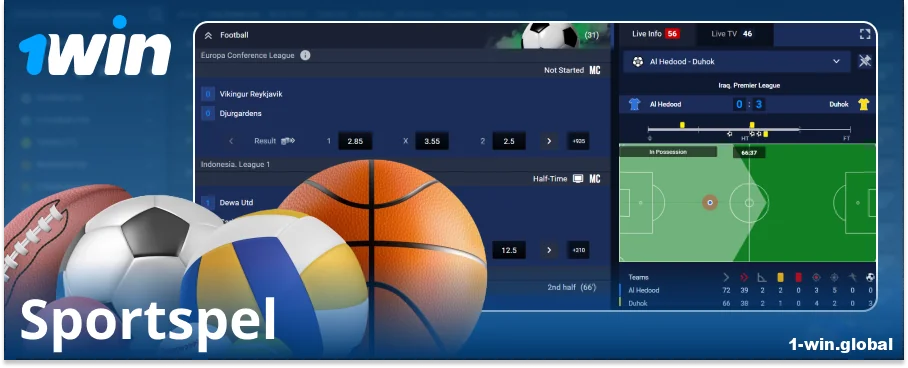 Satsa på sport hos online-bokmakaren 1Win SE