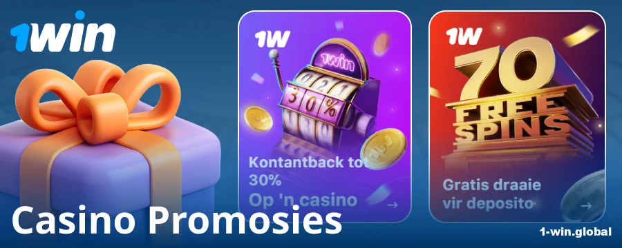 Casino bonusse vir 1Win spelers