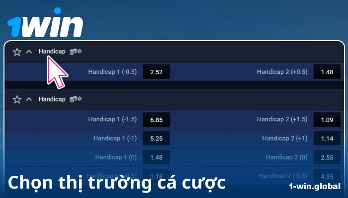 Chọn thị trường cược tại 1Win VN