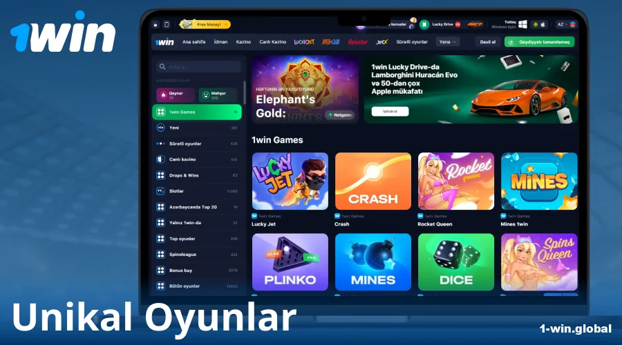 Azərbaycanlı oyunçular üçün eksklüziv 1Win oyunları